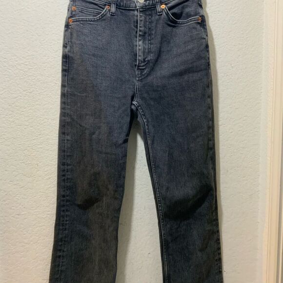 Re Done- Dark Wash Denim 90s High Rise Loose Straight Leg Jeans size 27 - Picture 2 of 6